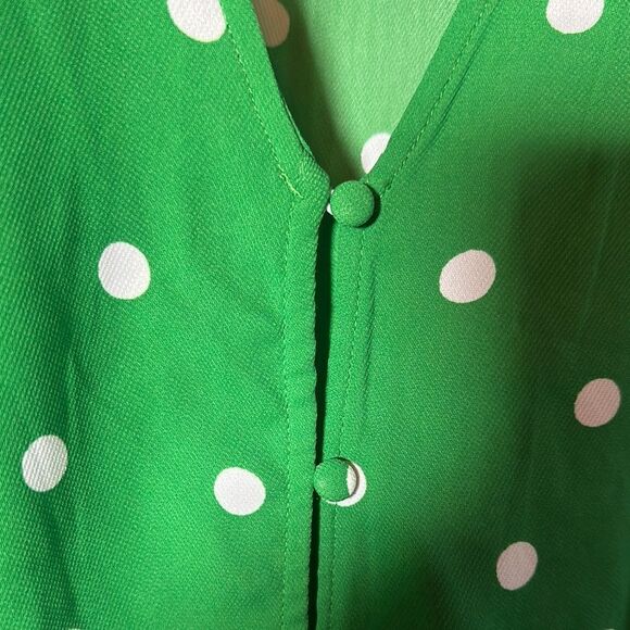 Broadway 38 NWT Green Tie Front Long Sleeve Blouse - Picture 3 of 9